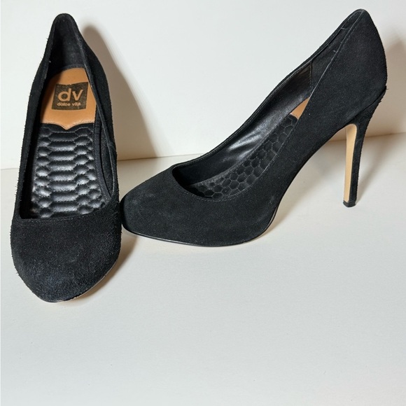 DV by Dolce Vita Black Suede Heels - Picture 1 of 8